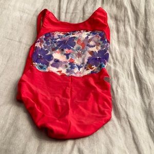 Girls AK dance wear red and floral Leo YM